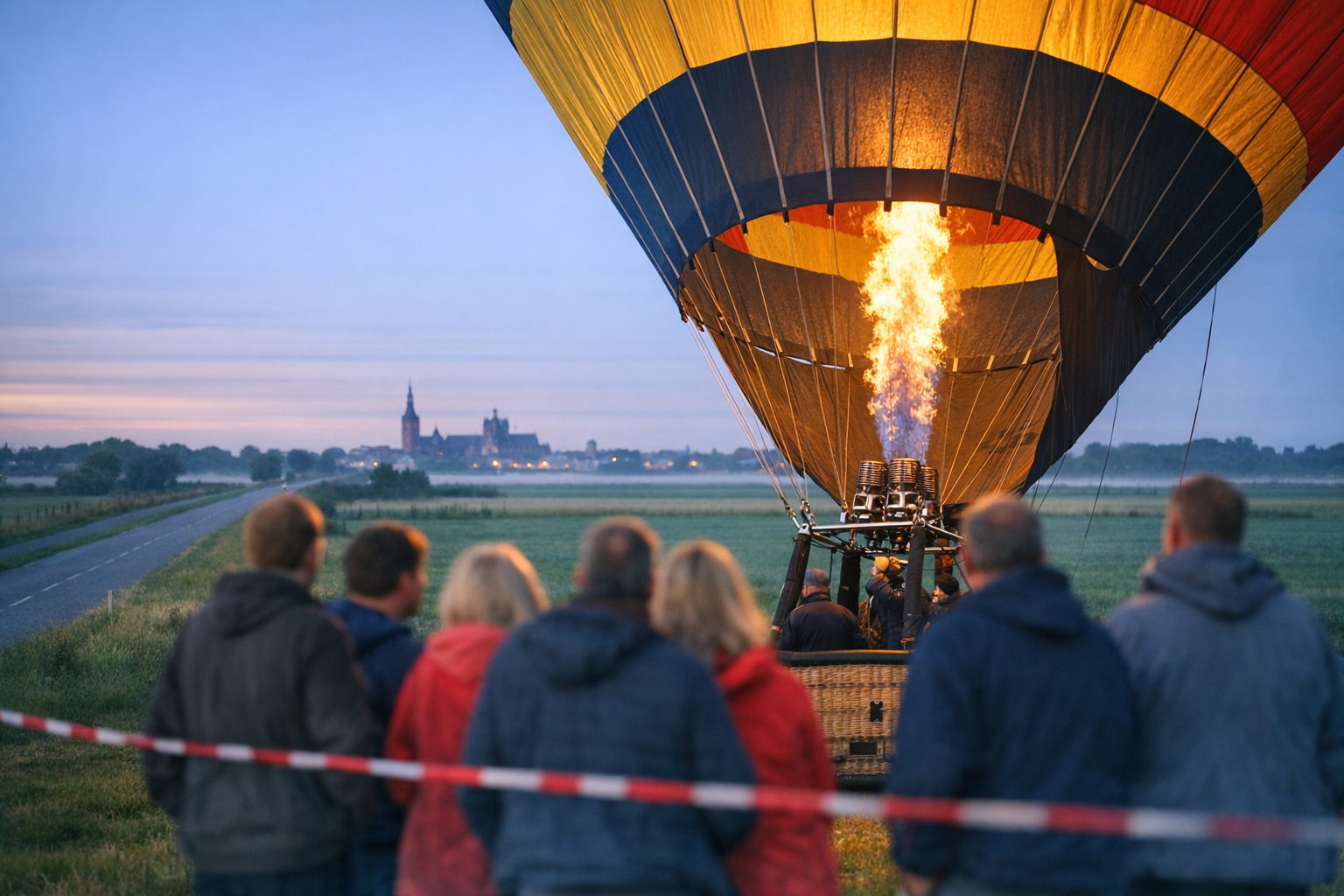 Uitzicht vanuit luchtballon over de Biesbosch