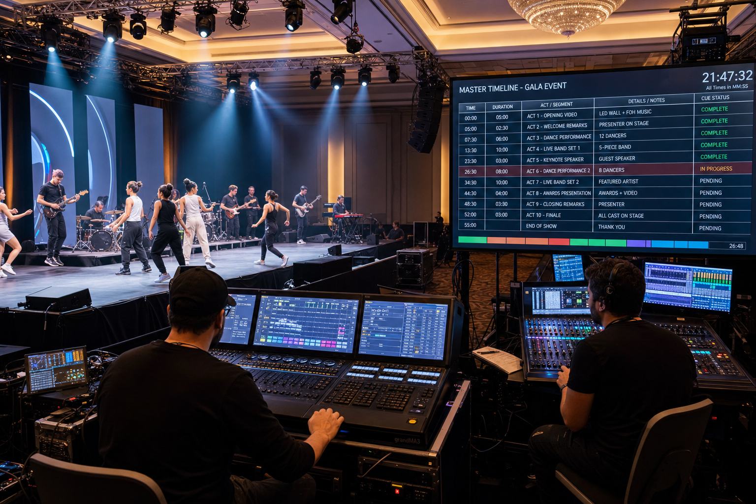 Planning entertainment acts en techniek
