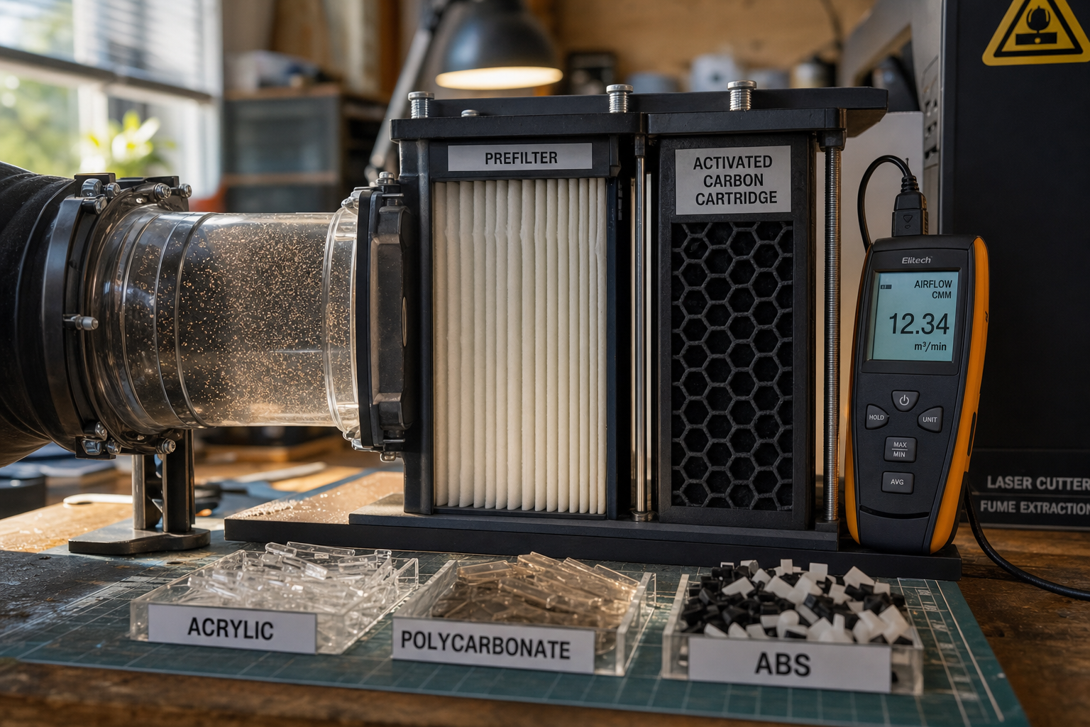 Afzuigsysteem voor lasersnijden kunststof