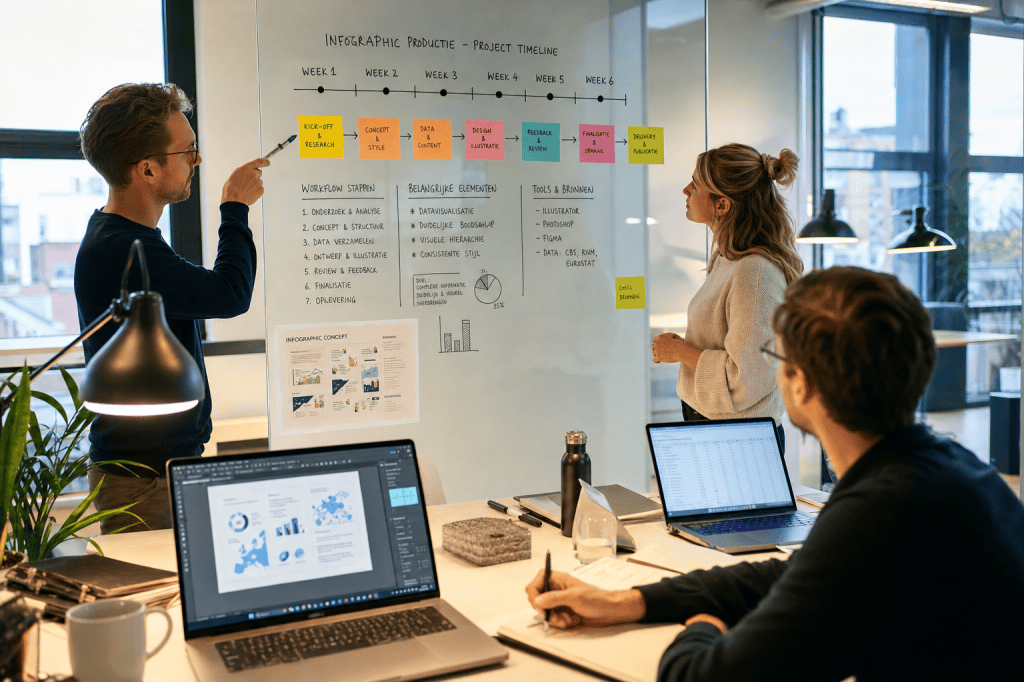 Hoe lang duurt het om een infographic te laten maken en welke stappen doorloop je van concept tot oplevering?
