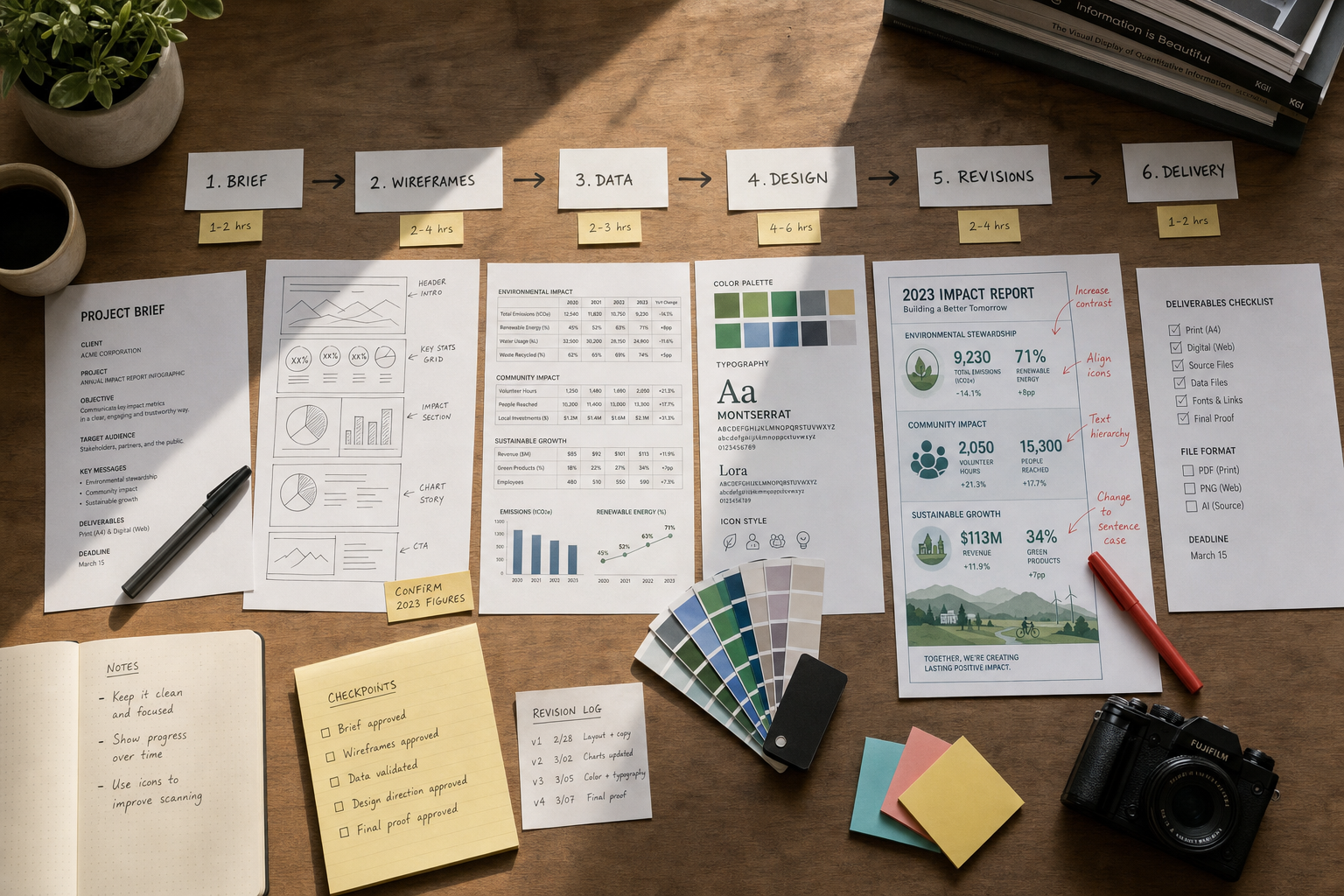 Stappen infographic ontwerpproces